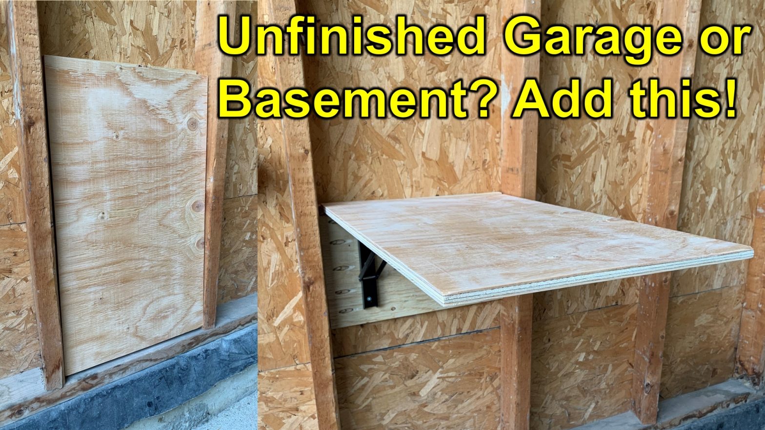 Storage Hack: Folding Shelf Between the Studs in Unfinished Garage or Basement Walls