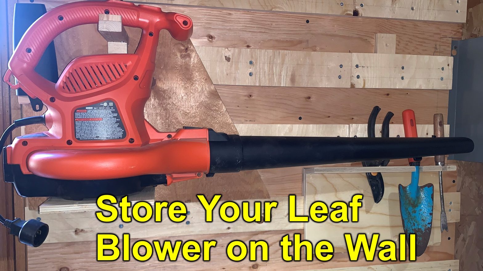 French Cleat Holder for Leaf Blower in Garage